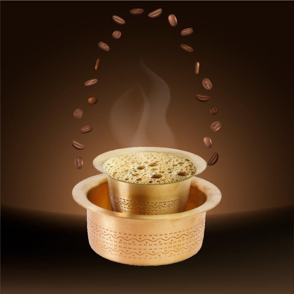 Brass Coffee Cup Dawara/Dabara & Tumbler for Serving Filter Coffee/Tea/Traditional Kumbakonam Dabara Set Matt - 150ml (Set of 6)