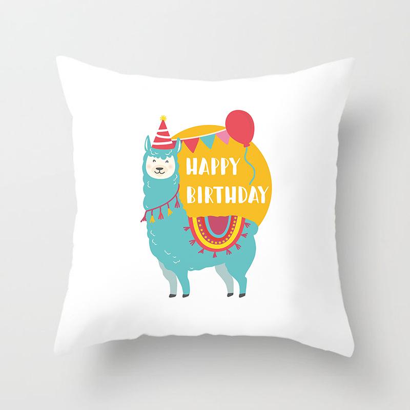 Ins Nordic Style Pillow Cover for Home Peach Skin Pillow Cartoon Animal Alpaca Car Pillow Sofa Cushion Cover