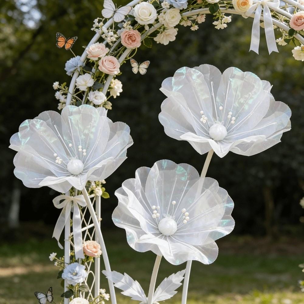 Simulation 3D Gauze Artificial Flower 50cm Big Giant Mesh Flower Hollow Silk Flower  Window Display