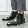 Fashion New Men Genuine Leather Thick Soles Boots Sleeve Chelsea Men Boots Luxury Brand Men's Booties Casual Business Formal Boots