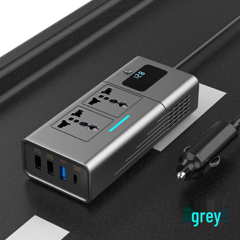 

Автомобильный инвертор 200 Вт с цифровым дисплеем, преобразователь DC12V в AC220V серый