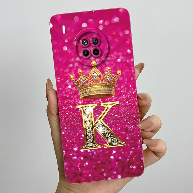 For Huawei Nova 8i Honor 50 Lite Crown Initial Letter Couple Phone Case Nova8i Honor 50Lite Soft Silicone TPU Protective Casing