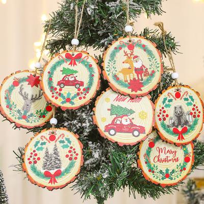 Natürliche Holzscheiben Weihnachten Holzscheibe Schnitzanhänger Weihnachtsschmuck DIY Basteln Kreative Heimhintergrunddekorationen