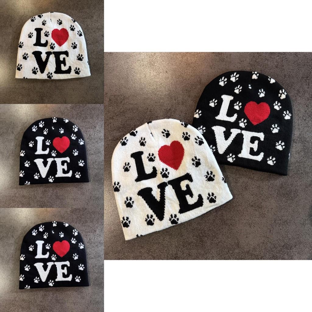 Love Letter Pattern Beanie Knitted Hat With Acrylic Material For Stylish Cold Weather Wear