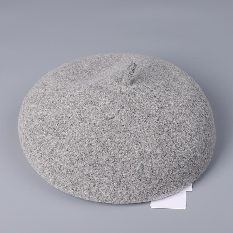 Winter Warm High Quality Australian Wool Roll Edge Beret Cap Women'S Winter Elegant Dome Solid Color Wool Painter Hat