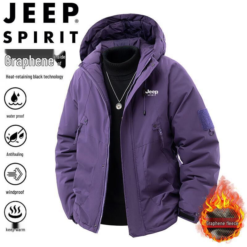 JEEP SPIRIT Férfi Őszi/Téli Kapucnis Polár Bélésű Vízálló Kültéri Kabát