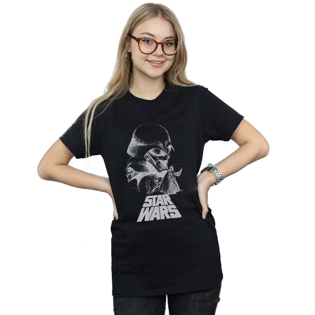 STAR WARS Damen/Damen Darth Vader Sketch Boyfriend-T-Shirt aus Baumwolle