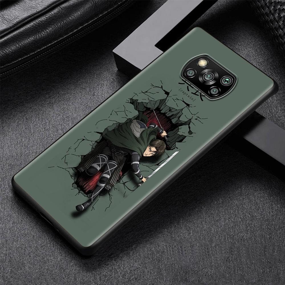 Attack On Titan Cartoon Case for Xiaomi Poco X3 NFC M3 M4 Pocophone F1 F3 Redmi Note 9s 9 8 10 Pro Black Soft Phone Cover Coque