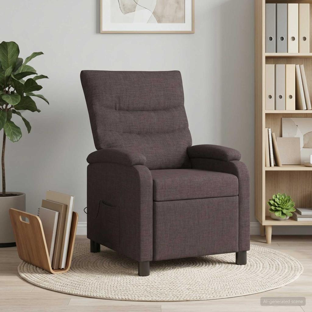 Massage Relax Chair Dark Brown Fabric