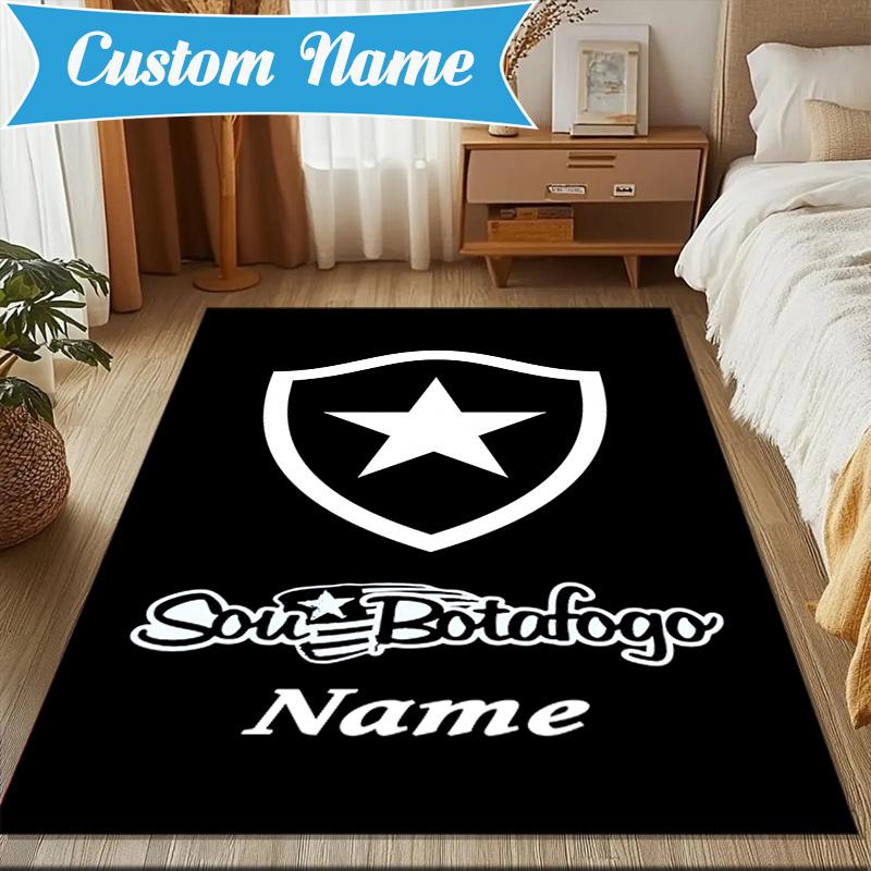 Custom Name Botafogo Emblem Pride Rug Game Carpet, Floor Mat for Bedroom Living Room Entryway Rug, Home Decor Idea Gift for Christmas birthday