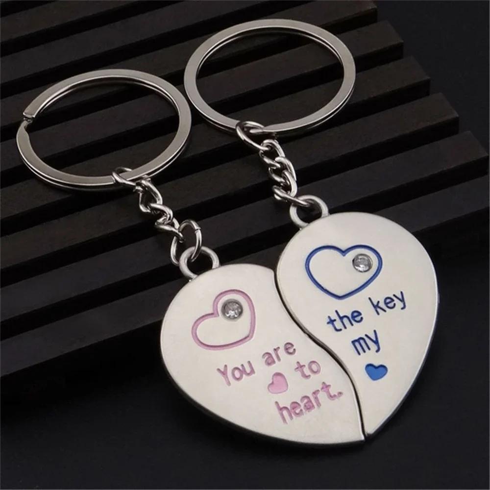 Creative Couple Keychain One Arrow Piercing Heart Shaped Keyring Backpack Car Pendant For Women Men Anniversary Birthday Gift