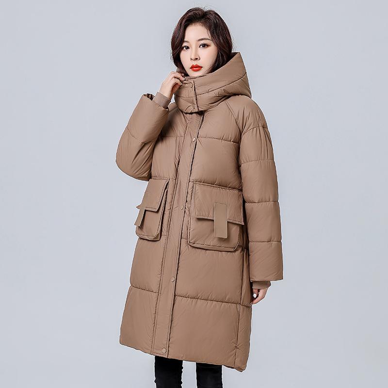 Cotton Jacket Women's Mid-Length 2025 New Winter Korean Version Loose Thickened Cotton Jacket Over the Knee Bread Jacket Korean Jacket