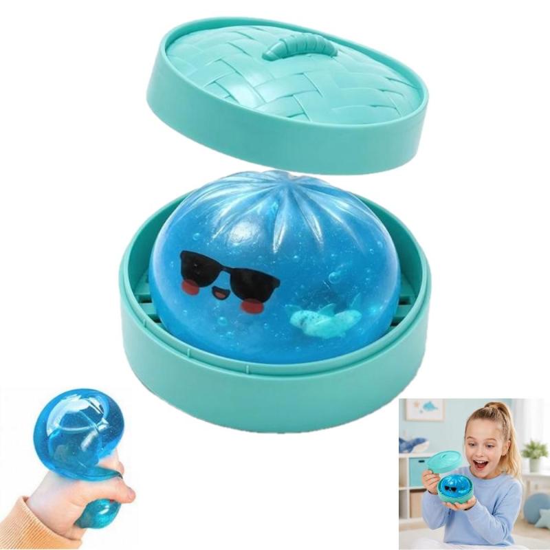 Błyszczący Rekin Pierożek Fidget Toy Miękki Powolna Sprężystość Gotowany na Parze Pączek na Podróż Odstresowujący