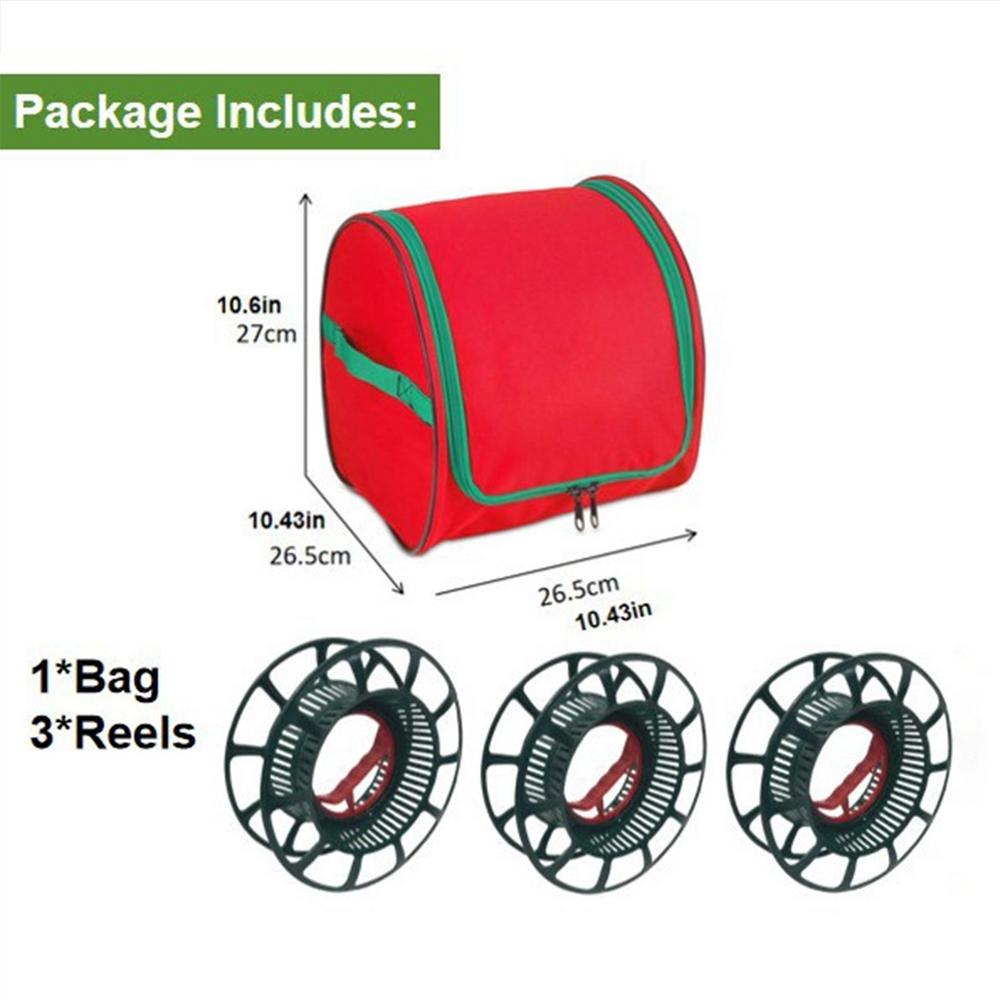 

Christmas Lighting Storage Bag Oxford Cloth Tear-Proof Organizer With 3 Reels Mini Christmas Tree Decorative Lights Storage Bag