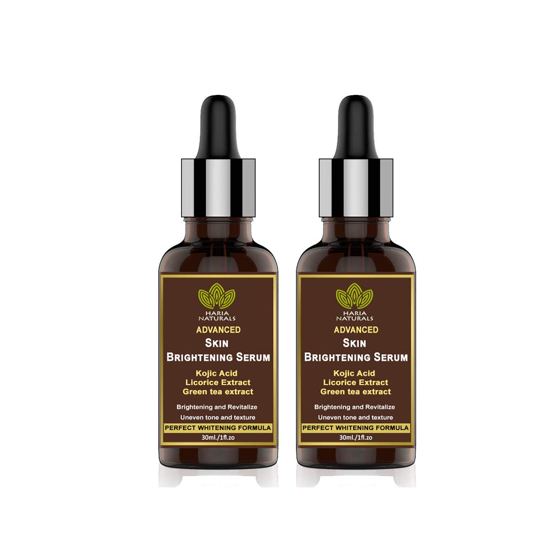 Haria Naturals 100% Pure Lightening Serum with Kojic Acid Natural Skin Lightener Whitening Serum Dark Spot Corrector Remover for Face,Neck & Privat