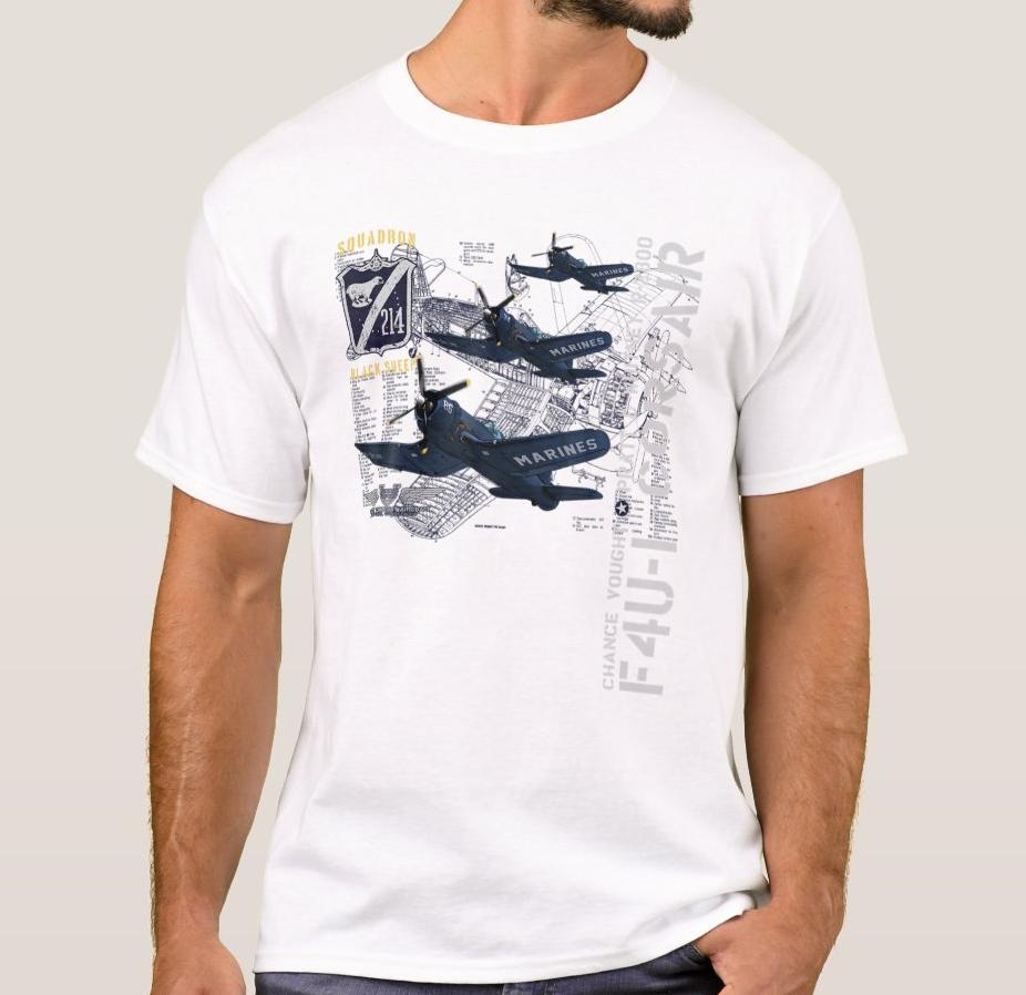 US Marine Corps 214 Fighter Squadron F4U1 Corsair Fighter Aircraft T Shirt 100 Cotton Short Sleeve ONeck Casual Mens Tshirt S