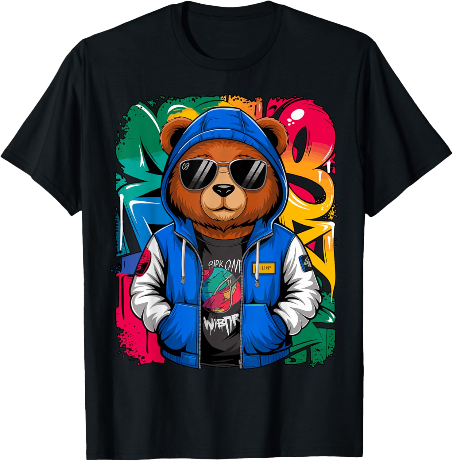 Hip Hop Teddy Bear with Sunglasses Rap Music T-Shirt S