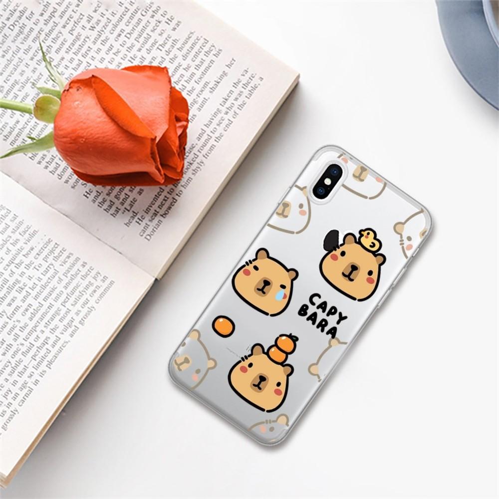 Cartoon Cute Capybara Phone Case For iPhone 14 13 12 11 Pro Max XS X XR SE 2020 6 7 8 Plus Mini Protective Cover