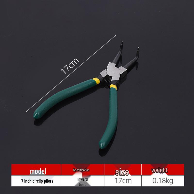 7-inch Snap Ring Pliers with Two-way Straight and Bent Jaws for Internal/External Use - Multi-function Expansion Shaft Holding Tool.