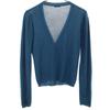 MIUMIU Cashmere silk blend Long sleeve knit cardigan 38 Blue green Women Used