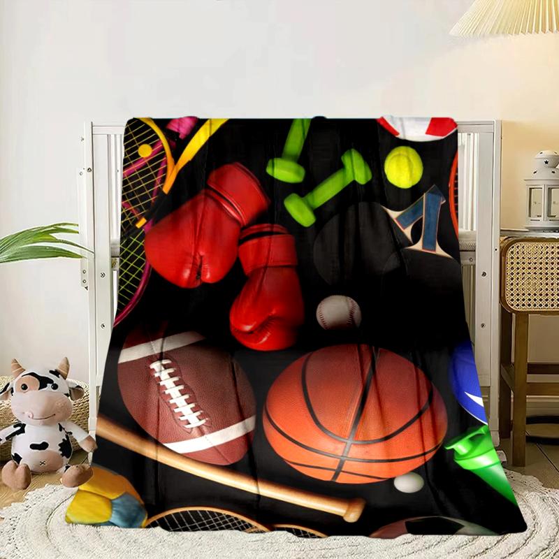 Sports Equipment Collection Blanket Flannel Blanket for bed, sofa, Camping, Hiking, Picnic Essentials, gift for family Fan gifts