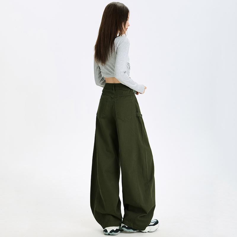 Autumn Spicy Scimitar Jeans: High Waist, Loose Fit, Drapey Mopping Wide-Leg Pants for Women