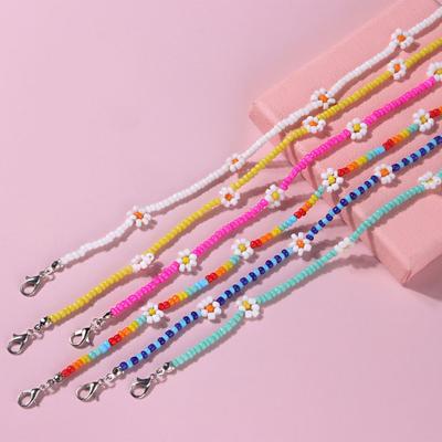 Frauen Halskette Bunte Perlen Blume Schmuck Galvanik Perlen Schlüsselbein Kette Geburtstagsgeschenk