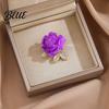 Decorative Brooch Pin 3D Rose Flower Shape Sparkling Rhinestones Inlaid
