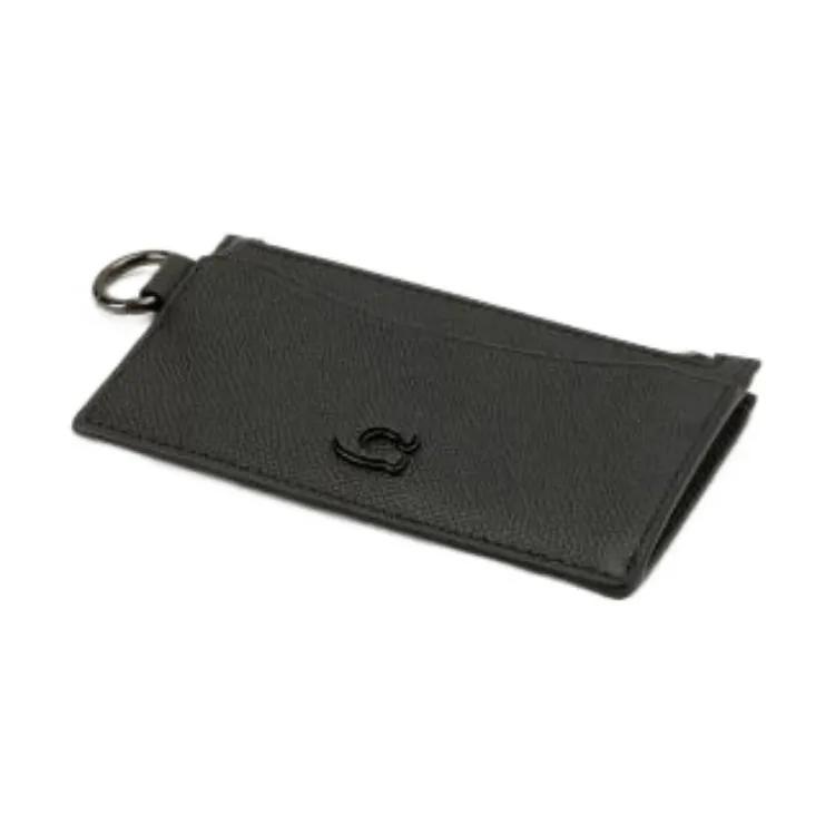 COACH Cross Grain Leather Clutch Card Holder , Wallet Women's Black (Unisex) Card Holders CJ879 BLK