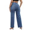Jeans Women's Ripped Pocket Retro High Waisted Straight Leg Pants