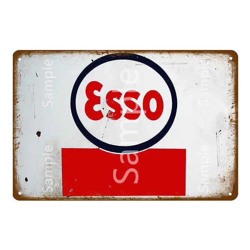 Vintage Gulf ESSO Mobil Racing Metal Tin Sign Wadhams Gasolines Motor Oil Garage Service Wall Decor Art Poster Wall Plaque YL055
