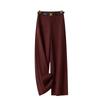 2024 Spring/Autumn Women's High-Waisted Red Angora Wide-Leg Suit Pants