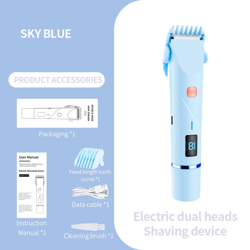 2-in-1 Electric Beard Shaver Double Head Lady Pubic Hair Face Underarm Groomer Painless Hair Removal Razor for Household Use