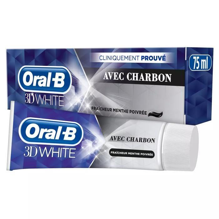 Dentifrice - ORAL B - 3D White - Charbon - 75ml - Élimine 87% des taches