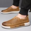 Men's Shoes New Summer Leather Hollowed-out Casual Leather Shoes Breathable Hole Shoes Trendy Soft-soled Outdoor Sports Shoes