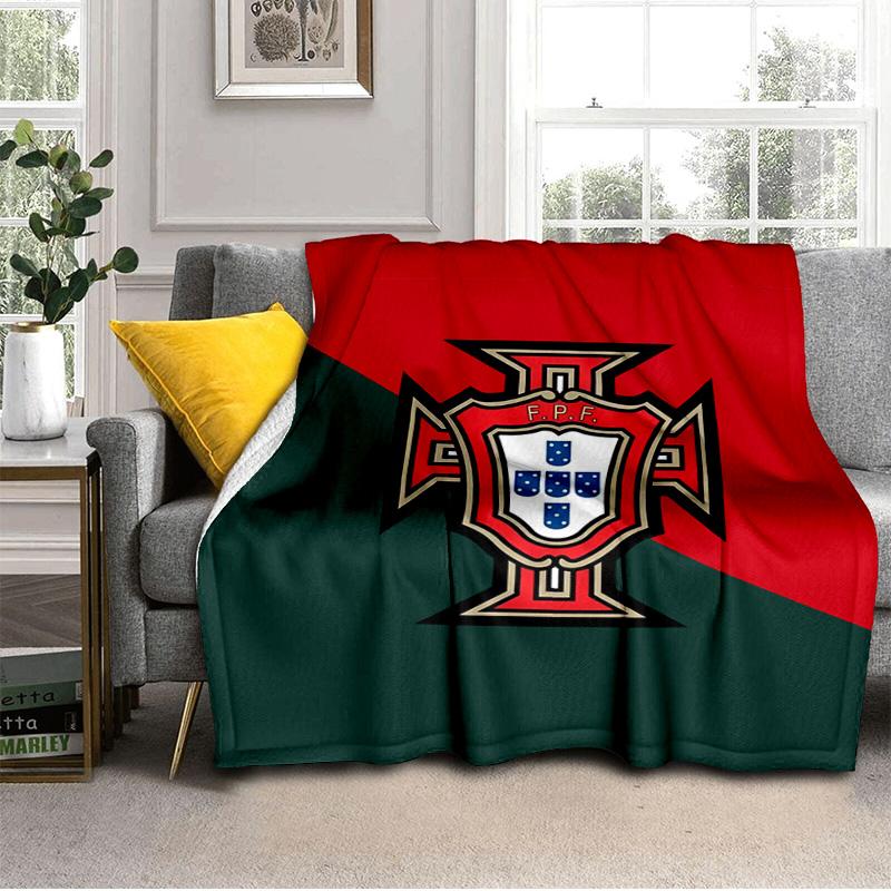 Decke mit Wappen der Portugiesischen Fußballföderation Geeignet für Sofas, Betten, Büros und Camping - Perfektes Geschenk für Halloween Weihnachten