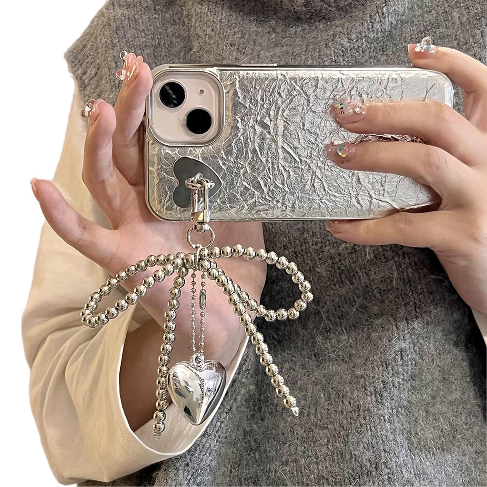 Брелок в виде сердца с бантом из бисера — фото 5