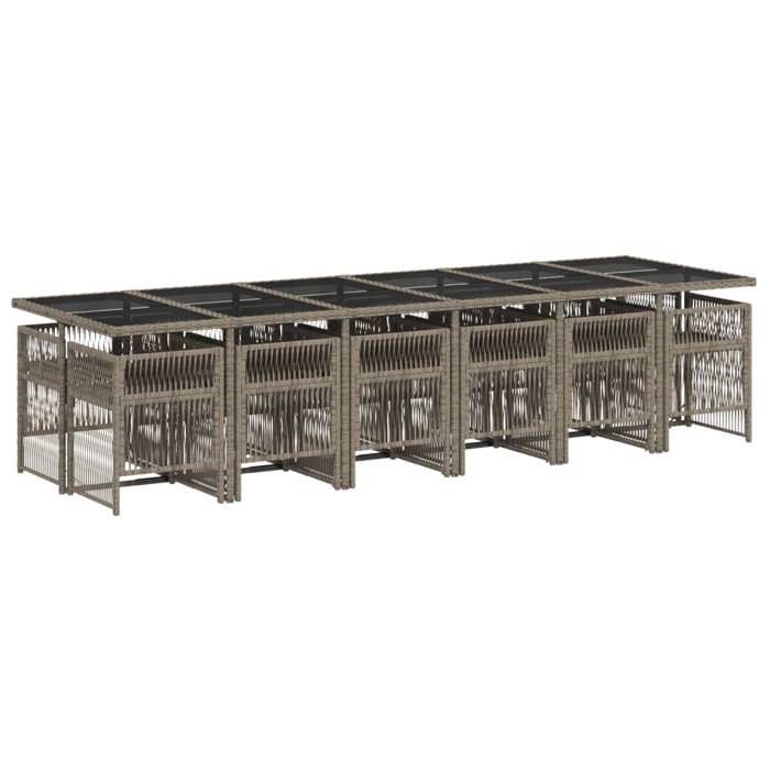 VidaXL Ensemble à manger de jardin 13 pcs gris résine tressée 3210944