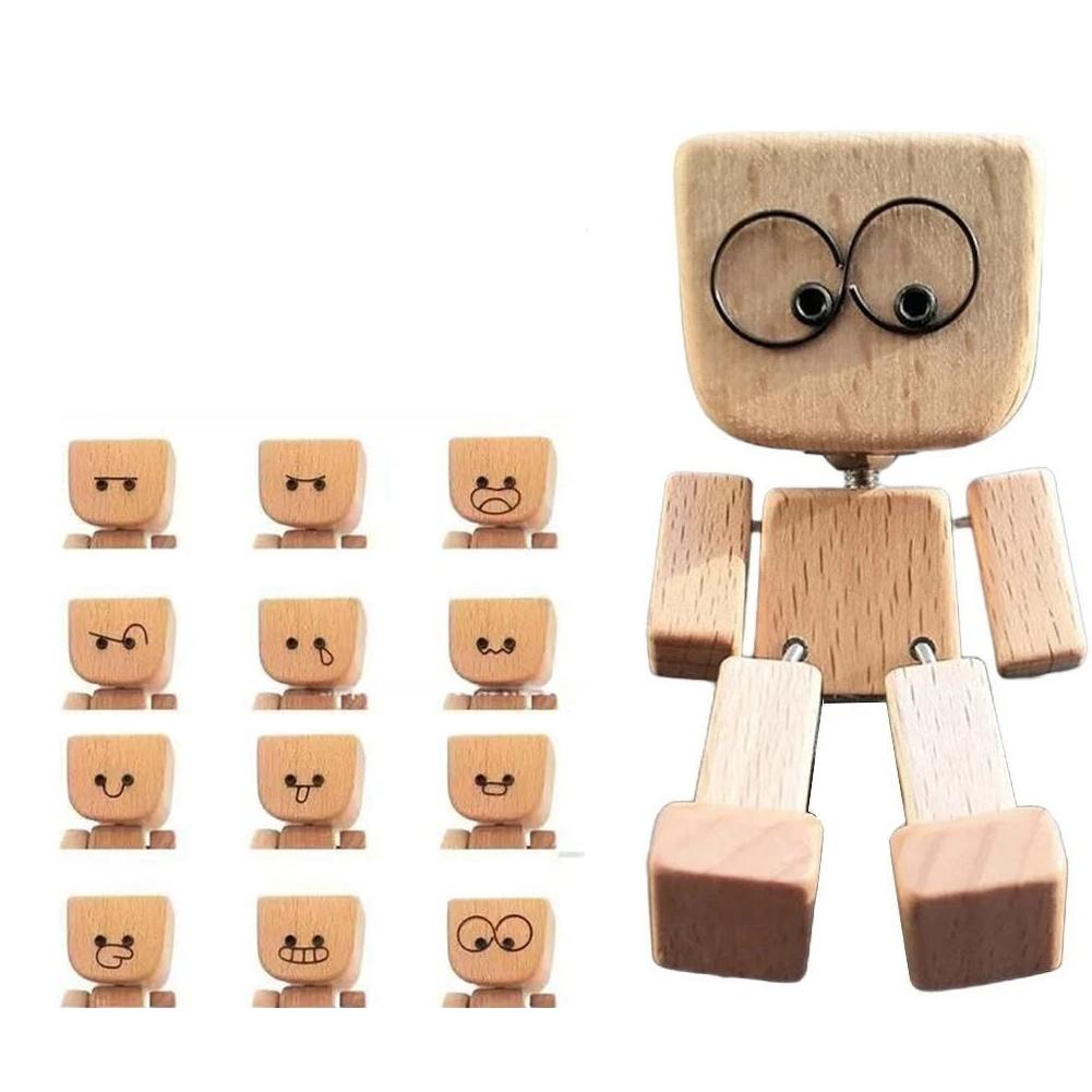 

Interactive Desk Decor Shaking Wooden Figurine Funny Car Accessory
