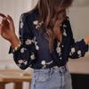 Spring Summer New Women's Embroidered Long Sleeve Chiffon Shirt, European American Style Casual Elegant Blouse Top for Women