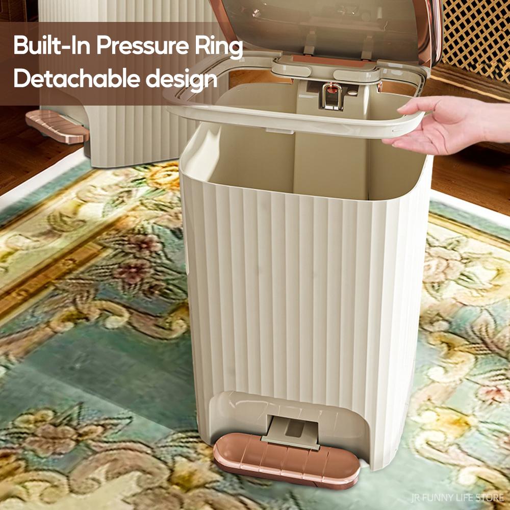 9L/12L Luxury Pressing Type Trash Can With Pedal Lid Large Capacity Trash Bin Waterproof Wastebasket For Bathroom