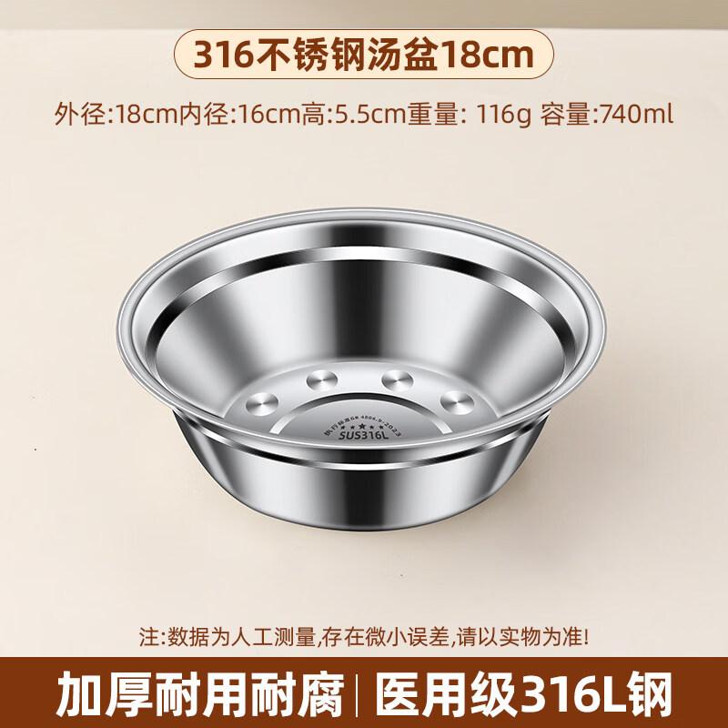 

Thickened 316 Stainless Steel Meal Bowls - 18cm (10-Pack)