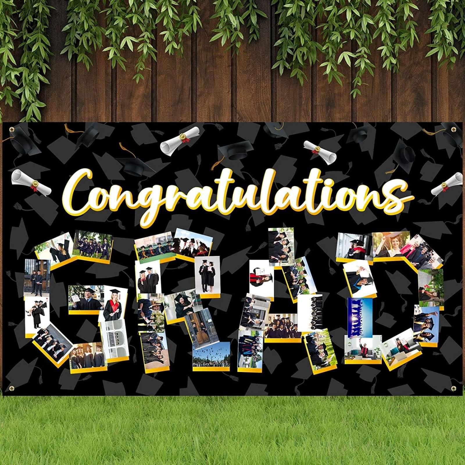 

Баннер для выпускного сезона в помещении, украшение для сцены, флаг, украшение для выпускного, подвесной флаг 72 × 44 дюйма One Size