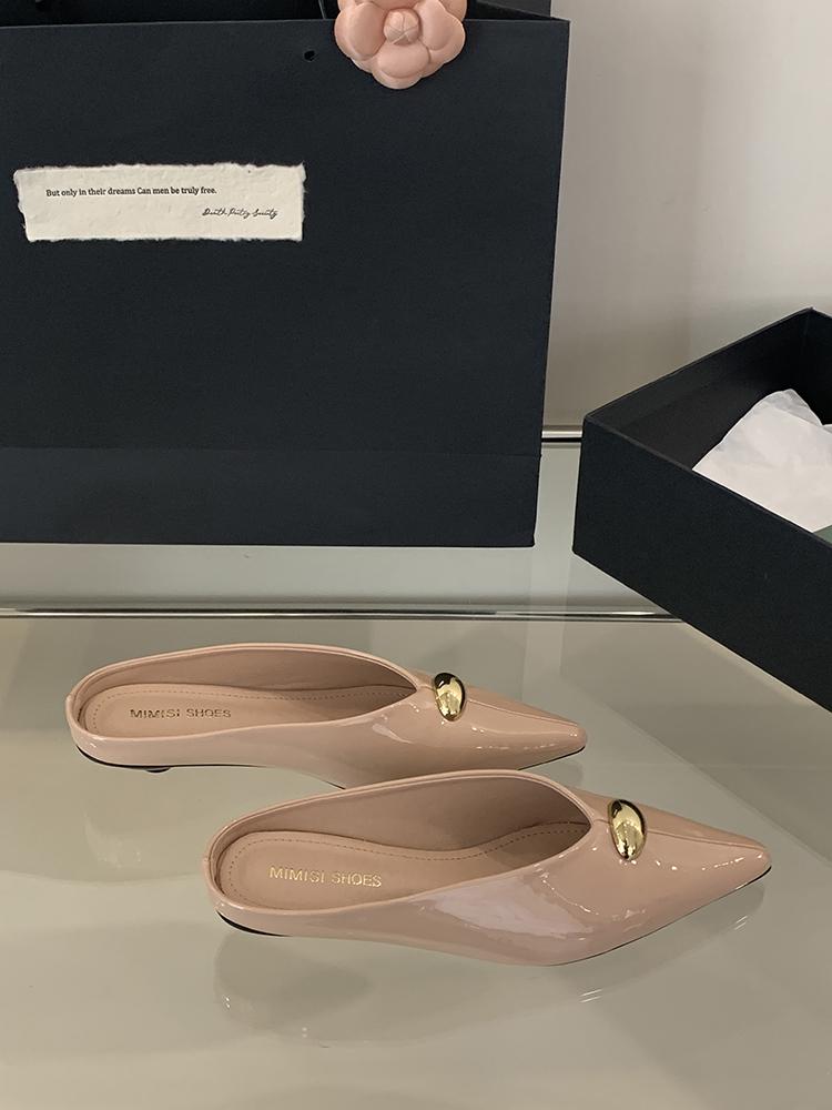 Fashion Simple Women's Shoes 2025 New Spring Summer Toe Cap Slippers Stiletto Low Heel Flip-Flops Women Slippers Women's Mules Zapatos