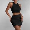 Summer Women 2PCS Bodycon Set, Sleeveless Halter Bandeau Tank Top, Fashion Sexy Casual Outfit for Women