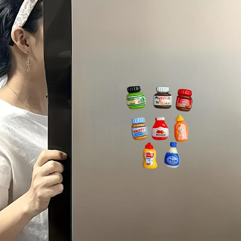 8PC Refrigerator Magnets Home Cooking Enthusiasts Creative Spice Bottle Fun Animal-Shaped
