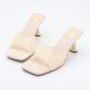 Fashion Shoes Slippers Soft Women Heels Glitter Slides Fashion Low Beige Heeled Sandals Pantofle Comfort High Jelly Summer Luxury Black