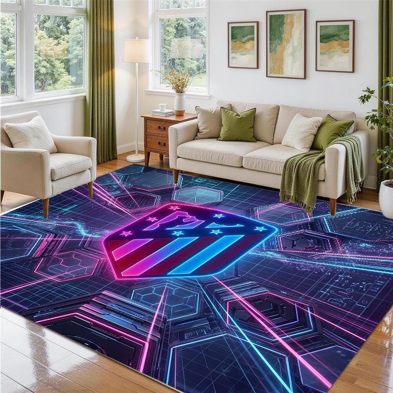 Atletico Madrid Design Crystal Velvet Rug Soft Decorative Mat for Bedroom Entrance