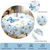 1 Piece Of Round And Rectangular Tablecloth With Daisy And Butterfly Print Pattern, Various Sizes, Spring And Summer Floral Design, Tablecloth For Kit