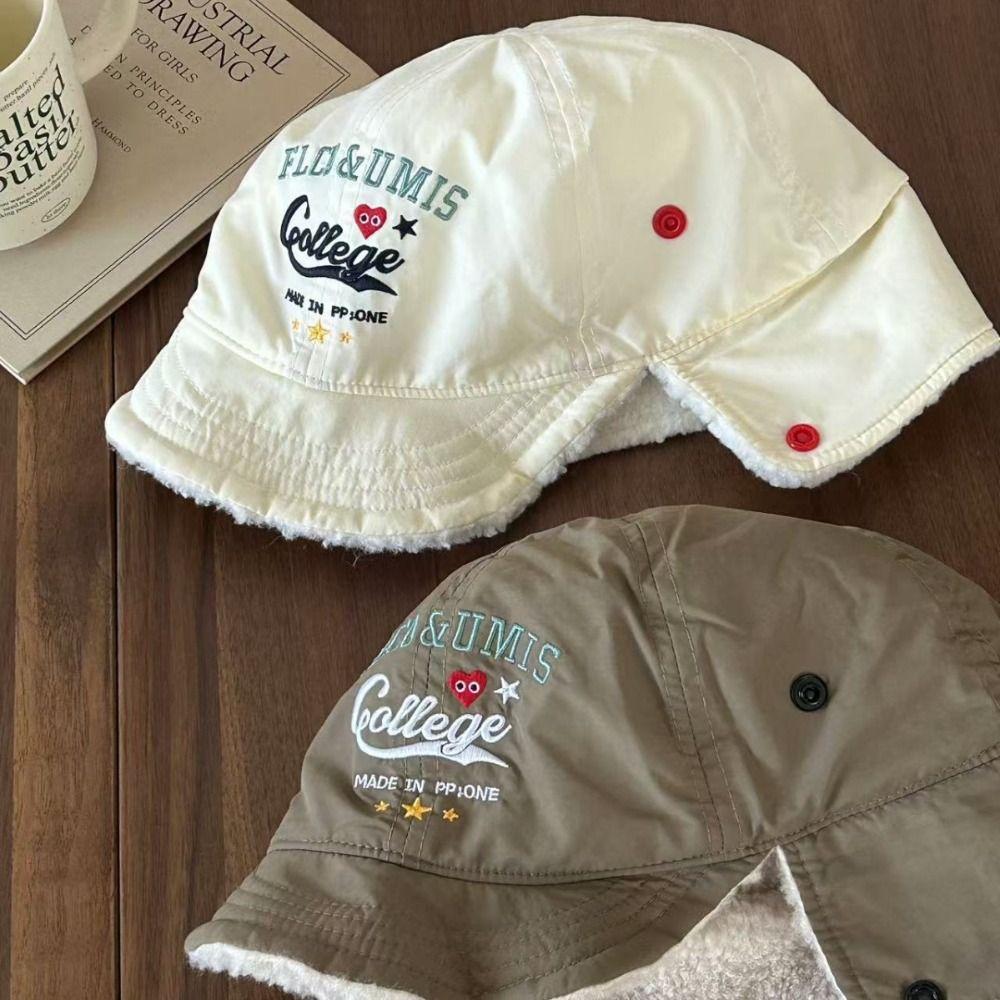 Stickerei Warme Plüschmütze Kunstpelz Plüsch Baseballkappe Retro Ohrenschützer Mütze Outdoor